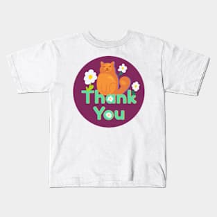 Cute Cat Thank You Kids T-Shirt